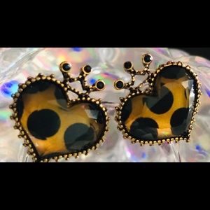 Polka dot princess heart earrings Betsey Johnson
